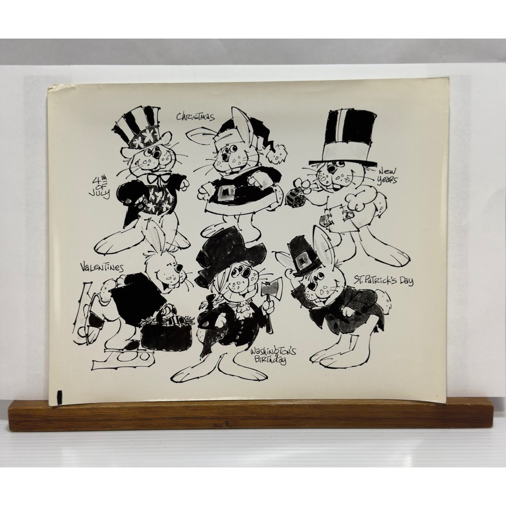 Vintage Cartoon Rabbit Holiday Character Concept Art Photograph 8x10 Bunny